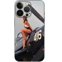 1940s Navy Pin-Up Girl On Corsair Fighter Plane IPhone 14 Pro Skin