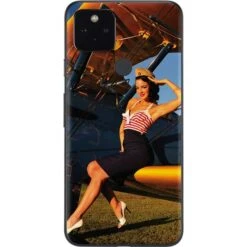 1940s Pin-Up On Stearman Biplane Google Pixel 4a 5G Skin