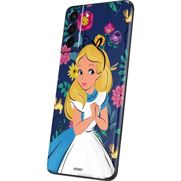 Disney Alice In Wonderland (animated) Floral Print Galaxy S21 5G Skin 4 Disney Alice In Wonderland (animated) Floral Print Galaxy S21 5G Skin - Image 2