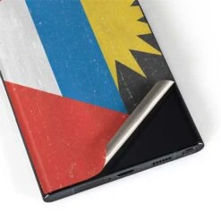 Antigua And Barbuda Flag Distressed Galaxy S22 Ultra Skin -Skinit Store antigua and barbuda flag distressed galaxy s22 ultra skin 1646439251 SKNFLGDIS74GLX22U PR 04