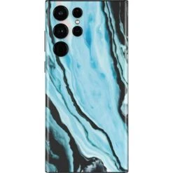 Aqua Blue Marble Ink Galaxy S22 Ultra Skin