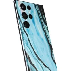 Aqua Blue Marble Ink Galaxy S22 Ultra Skin -Skinit Store aqua blue marble ink galaxy s22 ultra skin 1646439205 SKNMRBINK02GLX22U PR 03