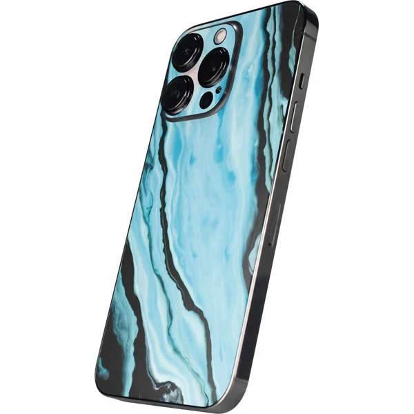 Aqua Blue Marble Ink IPhone 15 Pro Skin 4 Aqua Blue Marble Ink IPhone 15 Pro Skin - Image 2