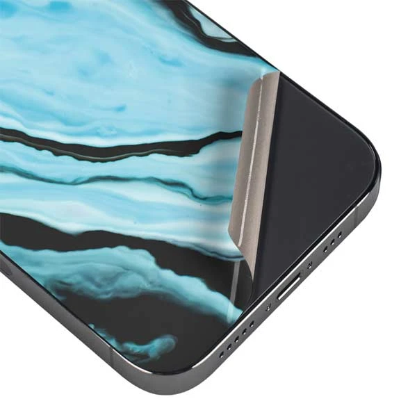 Aqua Blue Marble Ink IPhone 15 Pro Skin 5 Aqua Blue Marble Ink IPhone 15 Pro Skin - Image 3