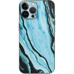 Aqua Blue Marble Ink IPhone 15 Pro Max Skin