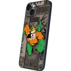 DC Comics Aquaman Classics Art IPhone 14 Plus Skin -Skinit Store aquaman mixed media iphone 14 plus skin 1662574887 SKNDCMIXM06IPH14M PR 02