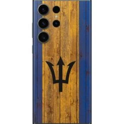 Barbados Flag Dark Wood Galaxy S23 Ultra Skin