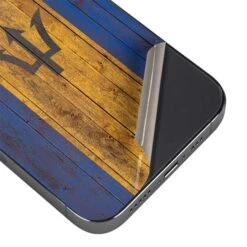 Barbados Flag Dark Wood IPhone 15 Pro Max Skin -Skinit Store barbados flag dark wood iphone 15 pro max skin 1694187161 SKNTFDKWD03IP15PM PR 03