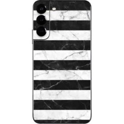 Black And White Striped Marble Galaxy S22 Plus Skin