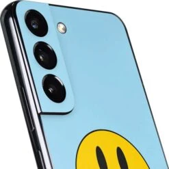 Blue Happy Face Galaxy S22 Skin -Skinit Store blue smiley face galaxy s22 skin 1646266072 SKNNEONRT05GLXY22 PR 03