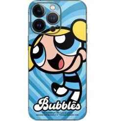 Cartoon Network Powerpuff Girls Bubbles Blue Hearts IPhone 14 Pro Skin