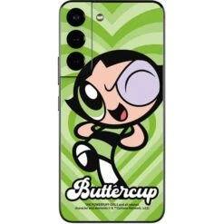 Cartoon Network Powerpuff Girls Buttercup Green Hearts Galaxy S22 Skin