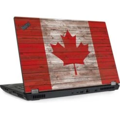 Canadian Flag Dark Wood Lenovo ThinkPad Skin