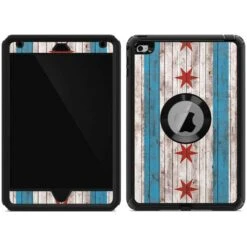 Chicago Flag Dark Wood Otterbox Defender IPad Skin