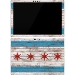 Chicago Flag Dark Wood Surface Pro 7 Skin