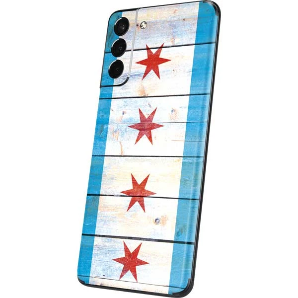 Chicago Flag Light Wood Galaxy S21 5G Skin 4 Chicago Flag Light Wood Galaxy S21 5G Skin - Image 2