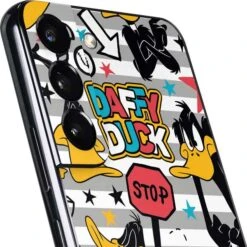 Looney Tunes Daffy Duck Striped Patches Galaxy S22 Skin -Skinit Store daffy duck striped patches galaxy s22 skin 1646266140 SKNLNYPCH12GLXY22 PR 03