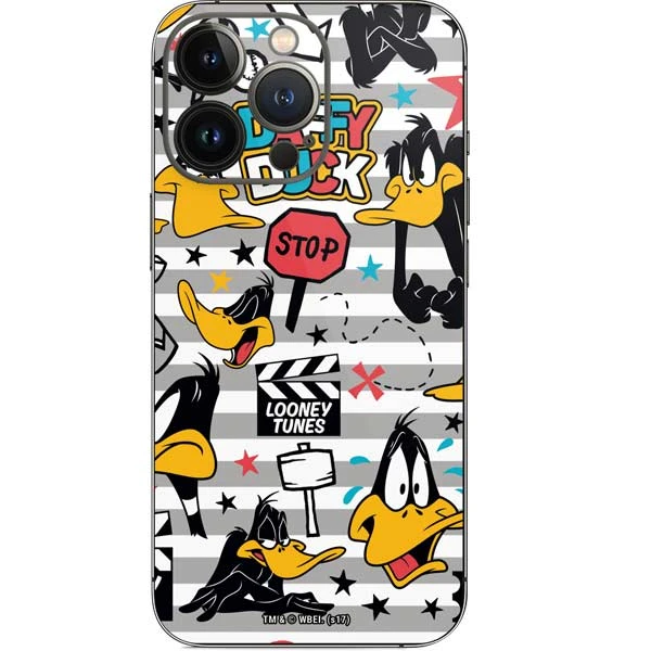 Looney Tunes Daffy Duck Striped Patches IPhone 14 Pro Skin 3 Looney Tunes Daffy Duck Striped Patches IPhone 14 Pro Skin