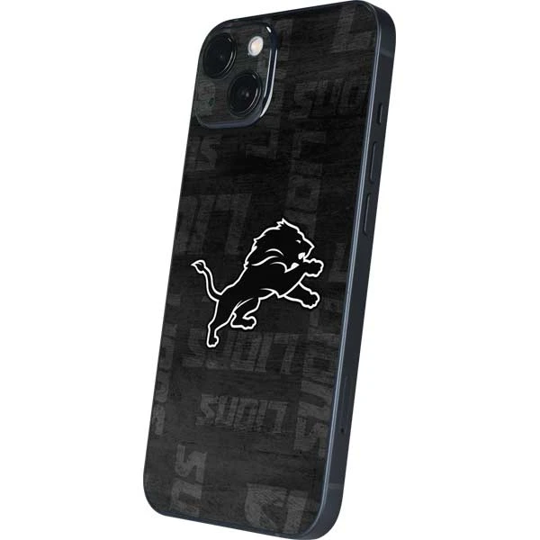 NFL Detroit Lions Black & White IPhone 15 Skin 4 NFL Detroit Lions Black & White IPhone 15 Skin - Image 2