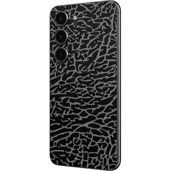 Elephant Print Black Galaxy S23 Skin 4 Elephant Print Black Galaxy S23 Skin - Image 2