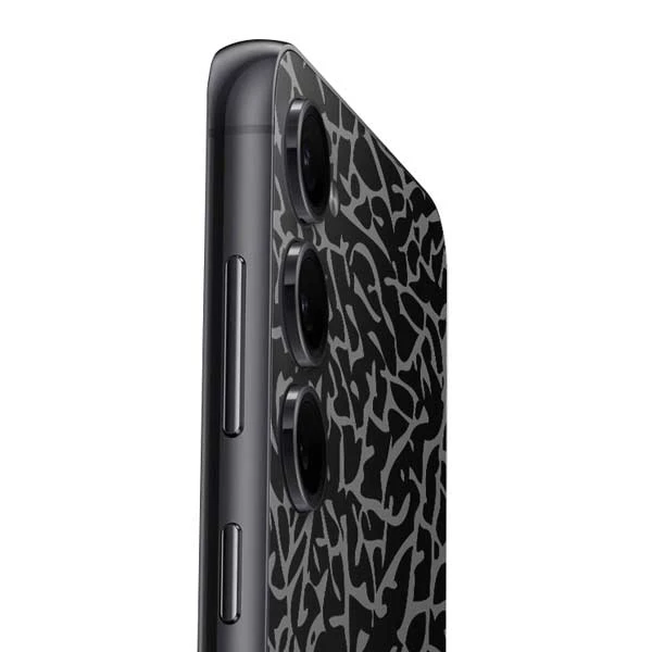 Elephant Print Black Galaxy S23 Skin 5 Elephant Print Black Galaxy S23 Skin - Image 3