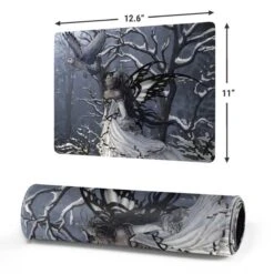 Fairy With Owl In Snow By Nene Thomas Gaming Mouse Pad