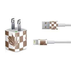 Marijuana Brown Checkered IPhone Charger (5W USB) Skin