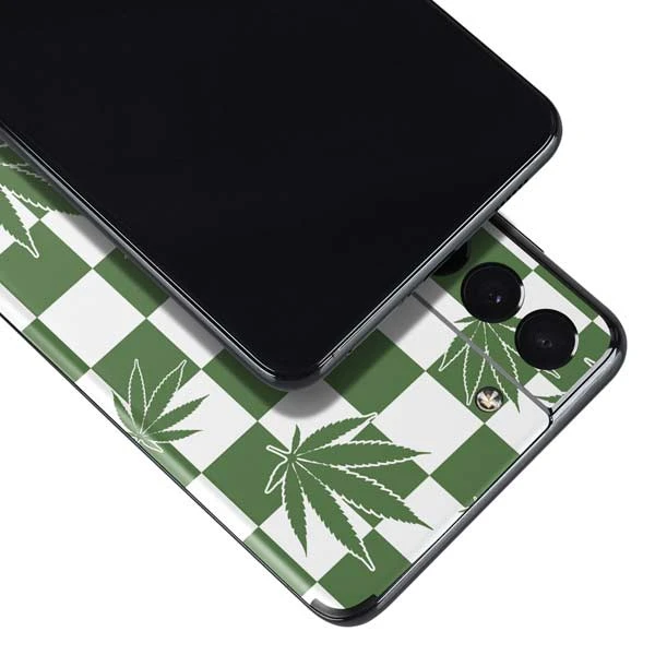Marijuana Green Checkered Galaxy S21 5G Skin 5 Marijuana Green Checkered Galaxy S21 5G Skin - Image 3