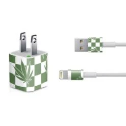 Marijuana Green Checkered IPhone Charger (5W USB) Skin