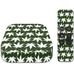 Marijuana Leaf White Pattern Apple TV Skin