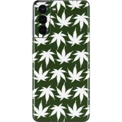 Marijuana Leaf White Pattern Galaxy S21 5G Skin