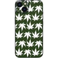Marijuana Leaf White Pattern IPhone 14 Plus Skin