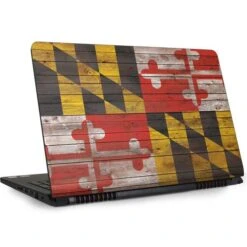 Maryland Flag Dark Wood Dell Inspiron Skin