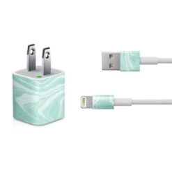 Mint Marbling IPhone Charger (5W USB) Skin