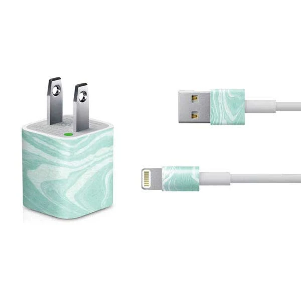 Mint Marbling IPhone Charger (5W USB) Skin 3 Mint Marbling IPhone Charger (5W USB) Skin