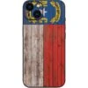 North Carolina Flag Dark Wood IPhone 15 Skin