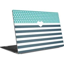 Polka Dots And Stripes Heart In Blue Dell XPS Skin