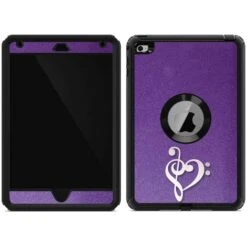Purple Glitter Musical Heart Otterbox Defender IPad Skin
