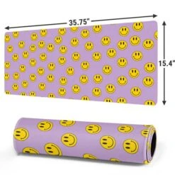 Purple Happy Face Pattern Gaming Mouse Pad -Skinit Store purple happy face pattern extra large gaming mouse pad 1656462808 MSPNEONRT06GAMGXL PR 02