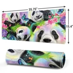 Rainbow Pandas With Butterflies By Sheena Pike Gaming Mouse Pad -Skinit Store rainbow pandas with butterflies by sheena pike extra large gaming mouse pad 1694114885 MSPSHEPIK06GAMGXL PR 02