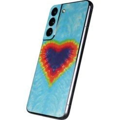 Liquid Blue Tie Dye Heart Galaxy S22 Skin -Skinit Store tie dye heart galaxy s22 skin 1646266140 SKNLBTIDY09GLXY22 PR 02