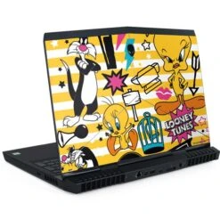 Looney Tunes Tweety And Sylvester Striped Patches Dell Alienware Skin