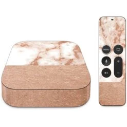 White Rose Gold Marble Apple TV Skin